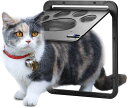 ペットドア 猫専用 網戸用ペットの出入り口 取付簡単 猫、小型犬用 24cm×29cm グレー ペット出入り口 ロック付き 挿し込む式ドア 磁石設計 父の日
