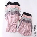 パジャマ レディース セットアップ トップス 半ズボン パンツ 夏 モダール 半袖 五分丈 ルームウェア 寝巻き 大きいサイズ ゆったり 部屋着 体型カバー 韓国風(4)