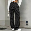 ワイドパンツ レディース ガウチョパンツ ストライプ ボトムス ギャザー ワイドパンツ 春秋 春 夏 秋 レディースパンツ スラックス 大人パンツ キレイめ エ...