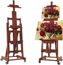 イーゼル ブナ木製 大型イーゼル 135-207cm 角度調節 水平絵画 移動可能 垂直収納可能 2つ多規格張りキャンバスを対応 最大196cmの張りキャンバスを対応 安定性高い H型フレーム 画架 スタンド キャンバス立て スケ Walnut