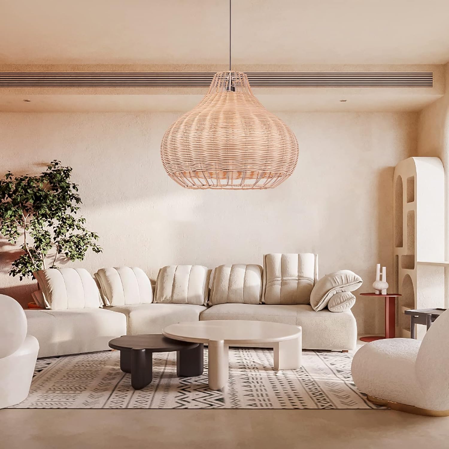 【レビュー特典付】ペンダントライト ラタン 籐 和風 和室 籐編み ダイニング おしゃれ 1灯 口金E26 LED対応 モダン シンプル デザイン 照明 天井照明 シェードランプ ライト 玄関 リビング 寝室 洗面所 居間用 キッチン 引掛けシーリング 送料無料【5年保証】(3)