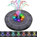 ソーラーポンプ 屋外 噴水 3W LEDライト付き ソーラー噴水ポンプ ガーデン用噴水 1500mAhバッテリー付 太陽光充電 バードバス用 ガーデン用噴水 ノ...