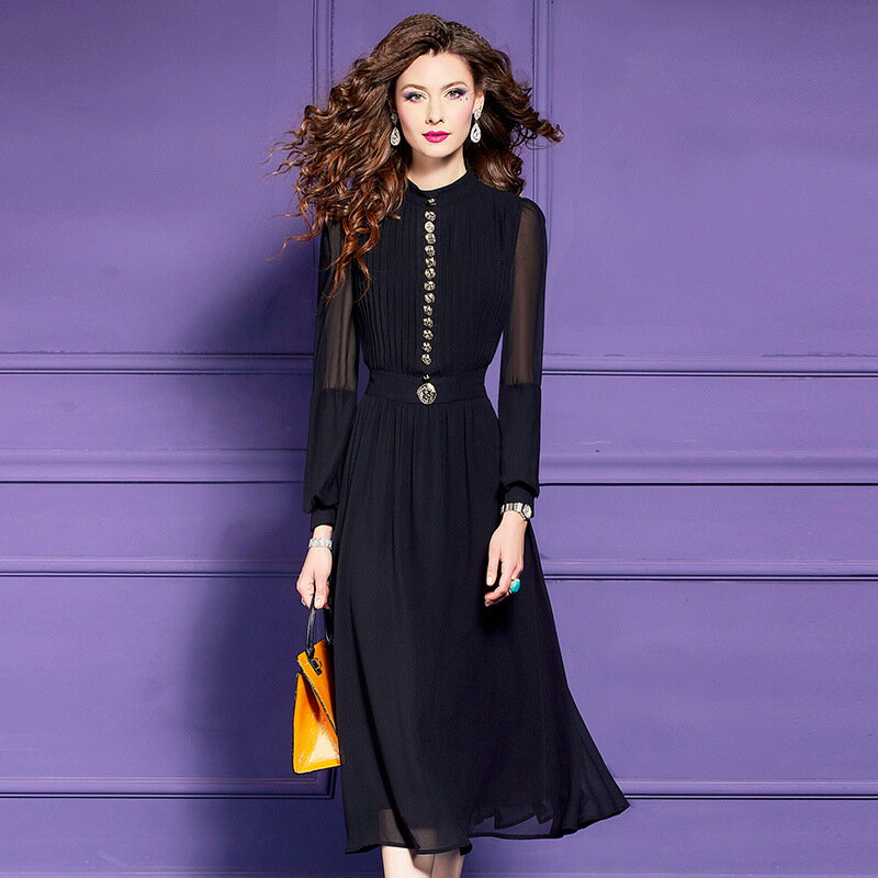 パーティドレス ♪セレブファッション Aラインワンピース 春夏新作 長袖 カジュアル 大人スマートな余裕をもたらす 他と被らない 大人エレガント 着痩 大きいサ...