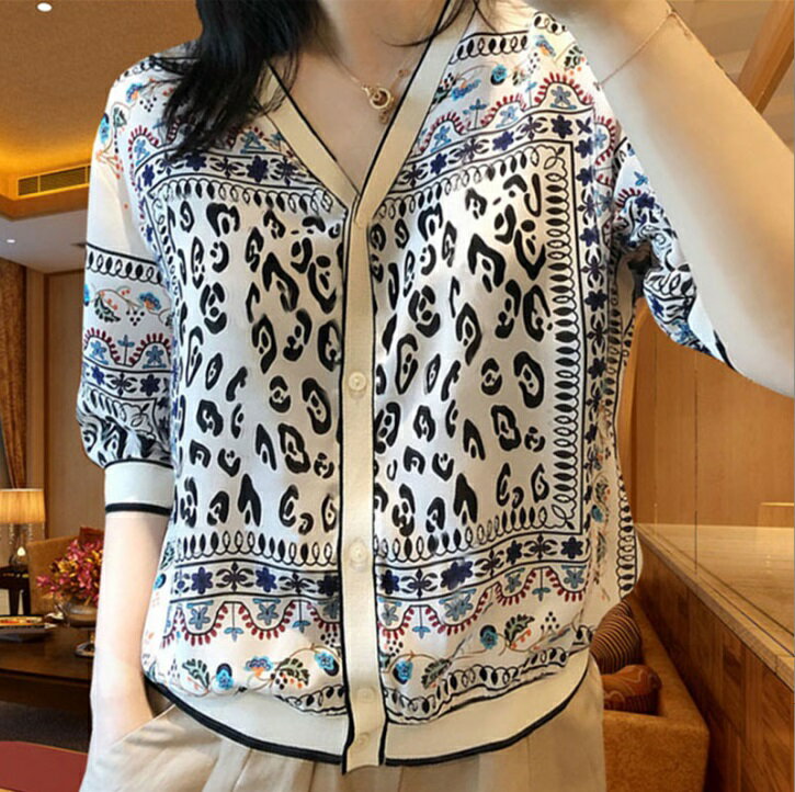 レディース カーディガン ブラウス トップス チュニック Vネック 大きいサイズ 春夏 きれいめ プリント オフィス 普段使い 着まわし 長袖 オフィス 通勤 ...