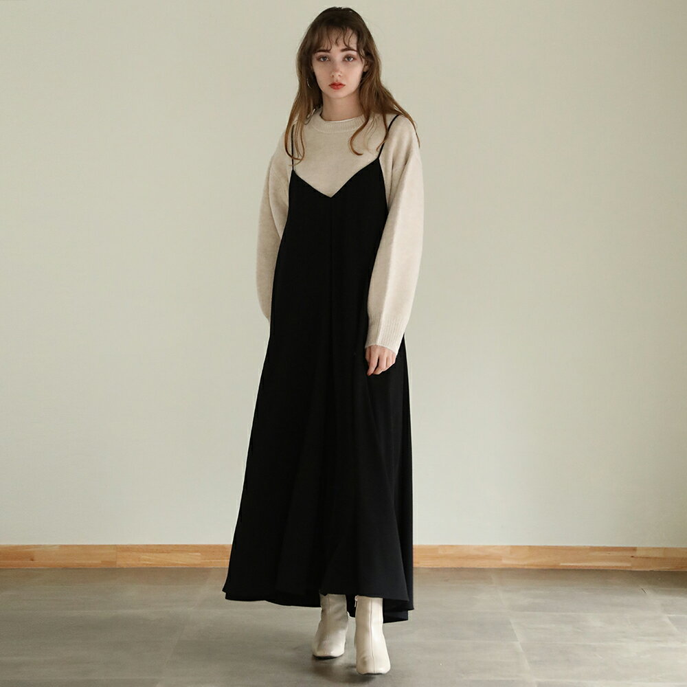 ニットプルオーバー クルーネック ハイネック プルオーバー セーター レディース カラーニット 長袖 伸縮性 重ね着 こなれ感 おしゃれ シンプル カジュアル 秋 冬のサムネイル