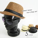 ハット 中折れ ストローハット コンパクトデザイン メンズ レディース 麦わら帽子 ペーパー 麦わら帽