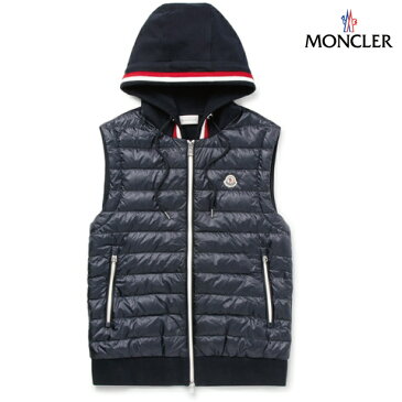 MONCLER モンクレール 2018年春夏新作 メンズ Slim-Fit Quilted Shell And Loopback Cotton-Jersey Hooded Gilet ネイビー ベスト