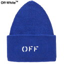 OFF-WHITE Logo-Appliquéd Ribbed Cotton and Cashmere-Blend Beanie Bright blue 2023AW オフホワイト ロゴアップリケ リブコットン&カシミアブレンド ビーニー 2023年秋冬