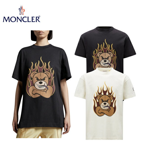 MONCLER Moncler x Palm Angels collaborative collection Bear Motif T-shirt Black,Natural 2023SS ベア モチーフ T シャツ ブラック,ナチュラル 2023年春夏