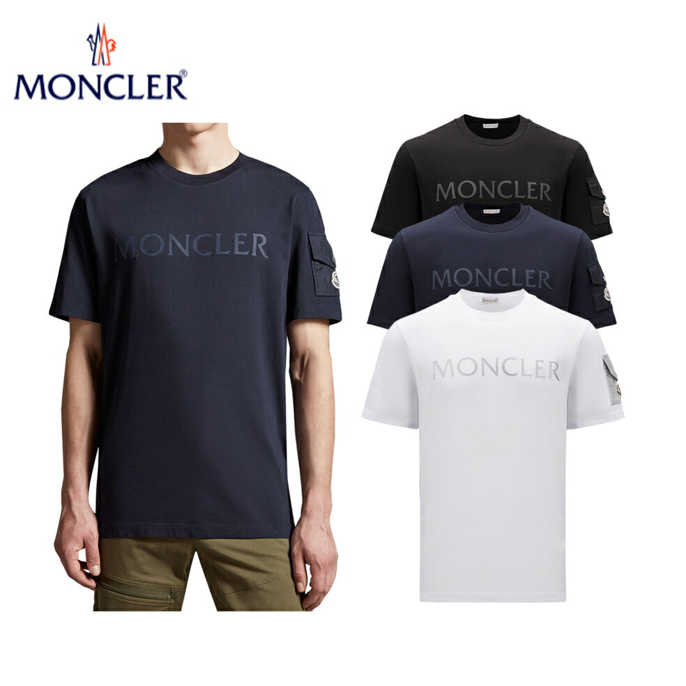 楽天fashionplate【3colors】MONCLER Embossed and laminated logo Logo T-shirt Optical White,Navy blue,Black 2023AW チェストポケット付き ロゴTシャツ 2023年秋冬