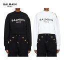 【2 colors】BALMAIN Cropped Sweatshirt Black,White 2023AW クロップド スウェットシャツ ブラック ホワイト2023年秋冬