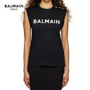 コットンジャージのタンクトップ。 【スペック】 ●ブランド：BALMAIN ●モデル： Logo Printed Tank Top ●スタイル：タンクトップ ●カラー : ブラック ●素材：コットン100% ●原産国：ポルトガル ●モデルは身長 175cm 、着用サイズS ・クルーネック ・前面にロゴプリント ・肩部分にボタンのハードウェア ・ロゴを刻印したゴールドトーンのハードウェア balmain-item-0012