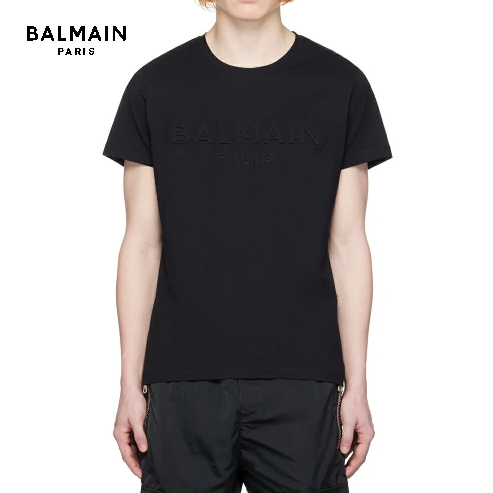 BALMAIN Logo Embossed T-Shirt Black 2023AW エ