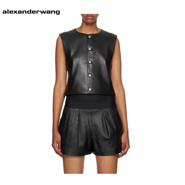 ALEXANDER WANG Button Up Leather Vest Black 2024SS ܥ󥢥å 쥶٥ ֥å 2024ǯղ