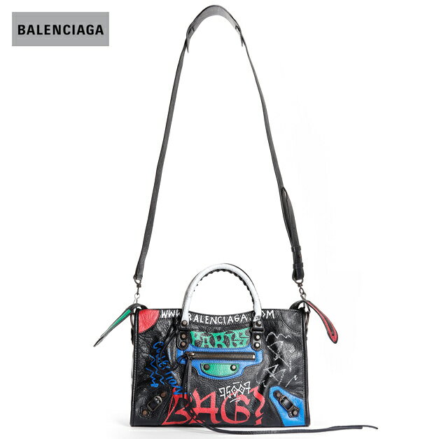 ショルダーバッグ BALENCIAGA バレンシアガ 2018年春夏 WOMEN'S GRAFFITI CITY BAG SMALL BLACK x MULTICOLOR