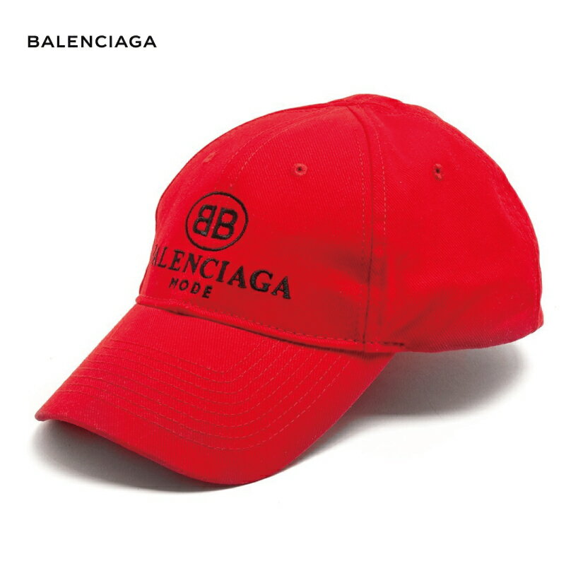 BALENCIAGA バレンシアガ 2018年春夏 Logo-embroidered cotton cap レッド