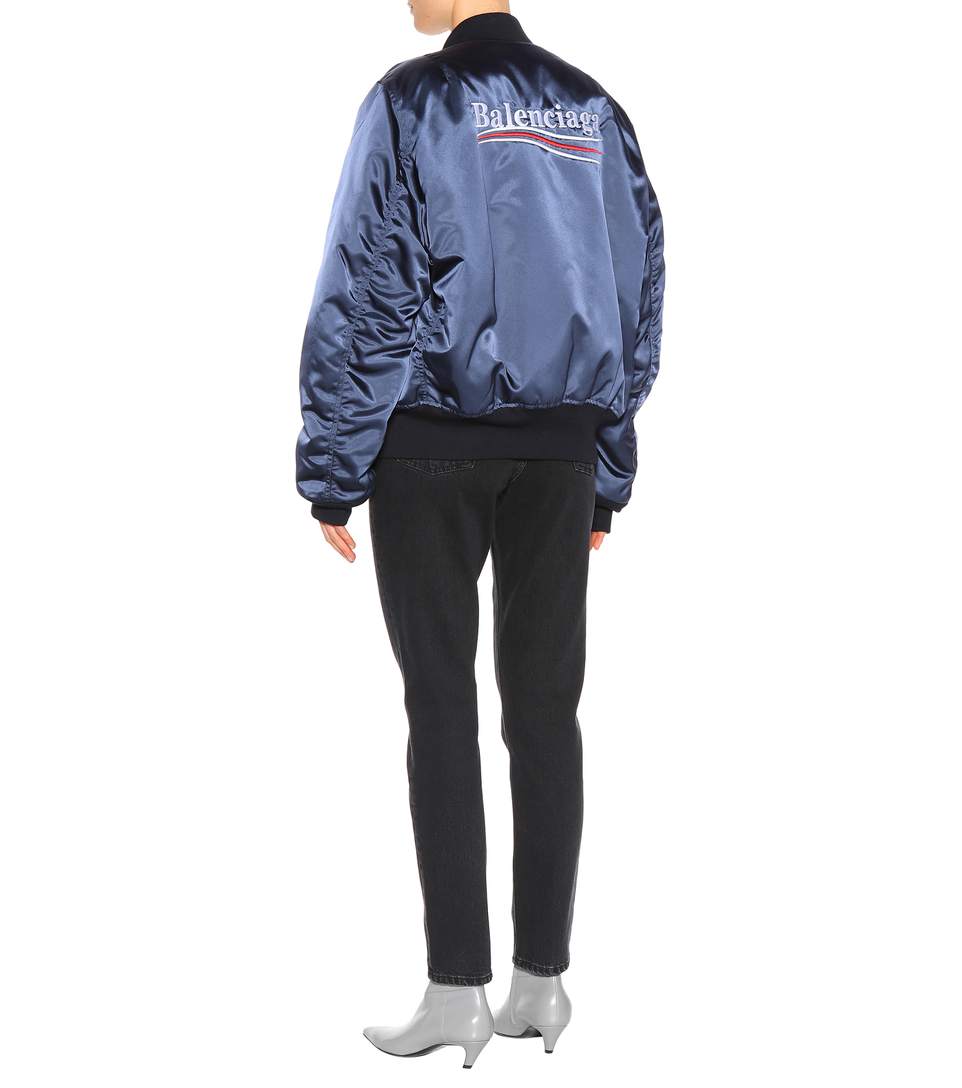 BALENCIAGA バレンシアガ Logo satin bomber jacket ネイビー ジャケット アウター 2018-2019年秋冬