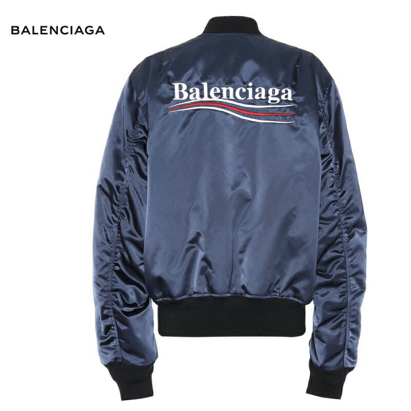 BALENCIAGA バレンシアガ Logo satin bomber jacket ネイビー ジャケット アウター 2018-2019年秋冬