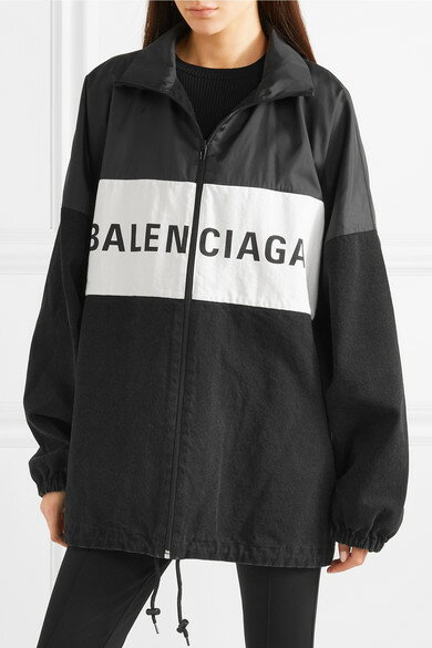 BALENCIAGA バレンシアガ Oversized printed denim and shell jacket パーカー ブラック トップス 2018-2019年秋冬
