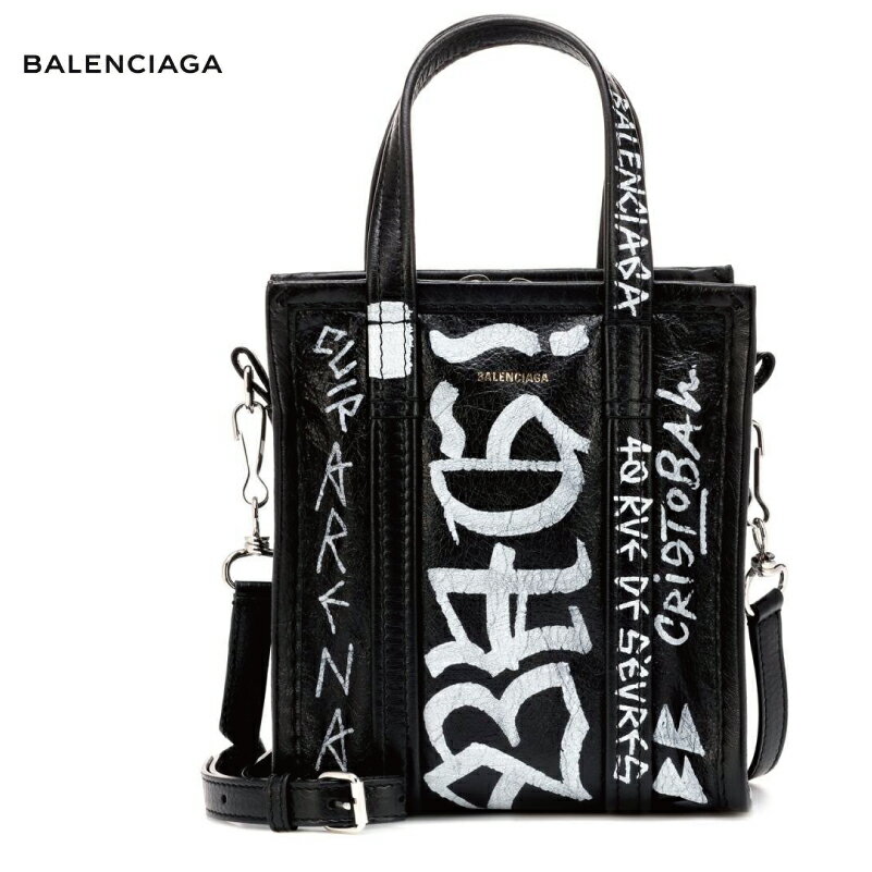 BALENCIAGA バレンシアガ Graffiti Bazar XXS leather shopper バッグ ブラック 2018-2019年秋冬