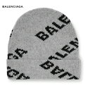 バレンシアガ ニット帽 メンズ BALENCIAGA バレンシアガ Logo-Intarsia Virgin Wool-Blend Beanie ニット 帽子 グレー 2019-2020年秋冬