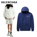 【2colors】BALENCIAGA white,blue logo embroidered cotton jersey hoodie tops 2021AW バレンシアガ ホワイト、ブルー　ロゴ 刺繍 コットン パーカー 2021年秋冬