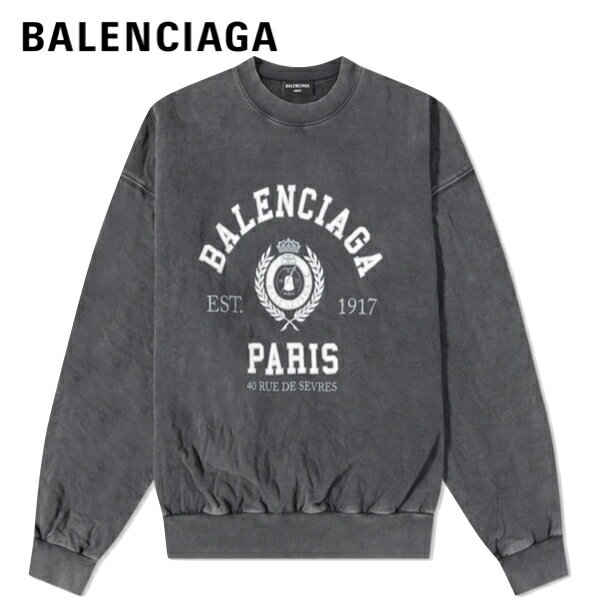 BALENCIAGA Versity logo crew sweat Black Top 2022SS バレンシアガ バーシティ ロゴ クルー スウェット ブラック トップ 2022年春夏