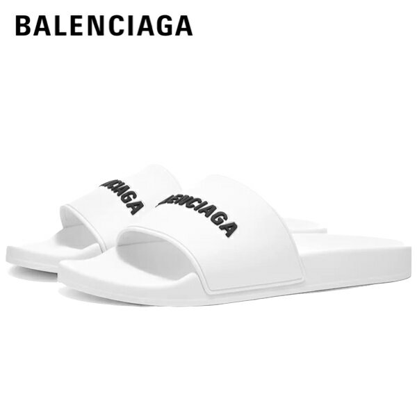 BALENCIAGA logo pool slides White black shower sandals 2022SS バレンシアガ ロゴ プールサンダル ホワイトブラック 2022年春夏