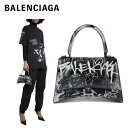 BALENCIAGA Hourglass Small printed leather shoulder bag Black 2023SS アワーグラス スモール プリントレザー ショルダーバッグ ブラック 2023年春夏