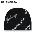バレンシアガ ニット帽 メンズ BALENCIAGA Logomania All Over Beanie Black & White Knit 2023AW ロゴマニア オールオーバー ビーニー ブラック & ホワイト ニット 2023年秋冬