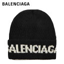 バレンシアガ ニット帽 メンズ BALENCIAGA black logo jacquard ribbed wool blende beanie 2021AW バレンシアガ ブラック ロゴ リブ　ウールブレンド ビーニー ニット帽 2021年秋冬