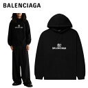 BALENCIAGA logo print cotton jersey hoodie tops black 2021AW oVAK S@vg Rbg t[fB[ p[J[ ubN 2021NH~