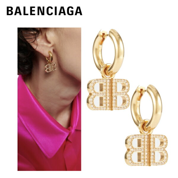 BALENCIAGA BB 2.0 crystal drop earrings 2023SS B