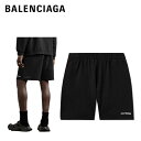 BALENCIAGA Straight-Leg Logo-Print Cotton-Jersey Shorts Black 2023SS ストレートレッグ ロゴプリント コットンジャージーショーツ ダメージ加工