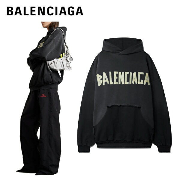 BALENCIAGA Oversized printed cotton-jersey hoodie Black 2023SS オーバーサイズ プリント コットンジャージー パーカー 2023年春夏