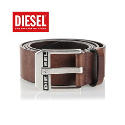 ディーゼル ビジネスベルト （メンズ） DIESEL Dark Brown Leather Belt BLUESTAR ディーゼル ダークブラウン レザーベルト ブラスター 牛革 ロゴ バックル X03728 PR227