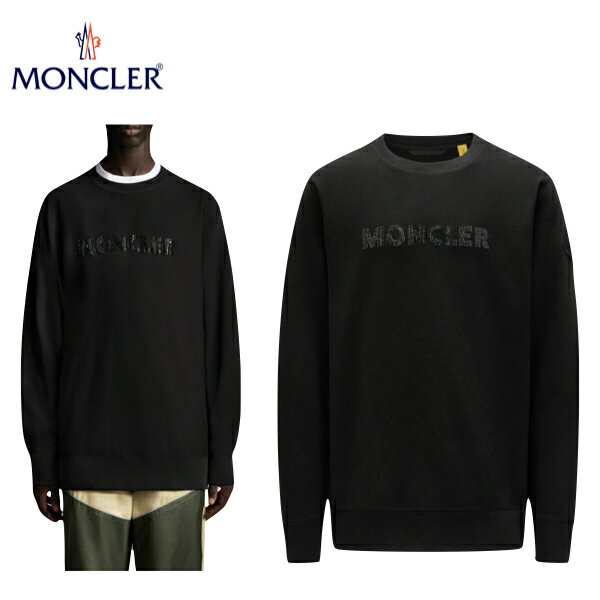 【海外限定・日本未入荷モデル】MONCLER Sweatshirt With Glitter Black Mens 2022SS モンクレール グリッター スウェットシャツ メンズ ブラック 2022年春夏