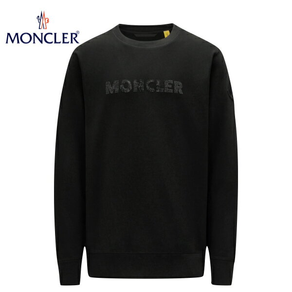 【海外限定・日本未入荷モデル】MONCLER Sweatshirt With Glitter Black Mens 2022SS モンクレール グリッター スウェットシャツ メンズ ブラック 2022年春夏