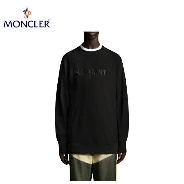 【海外限定・日本未入荷モデル】MONCLER Sweatshirt With Glitter Black Mens 2022SS モンクレール グリッター スウェットシャツ メンズ ブラック 2022年春夏