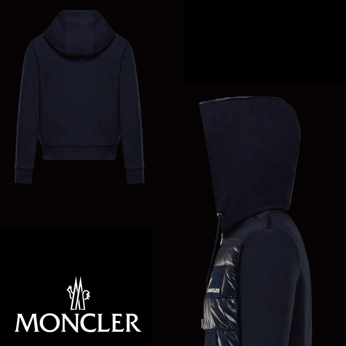 MONCLER モンクレール パッド入りスウェット パーカー メンズ ダークブルー 2019-2020年秋冬 2019AW