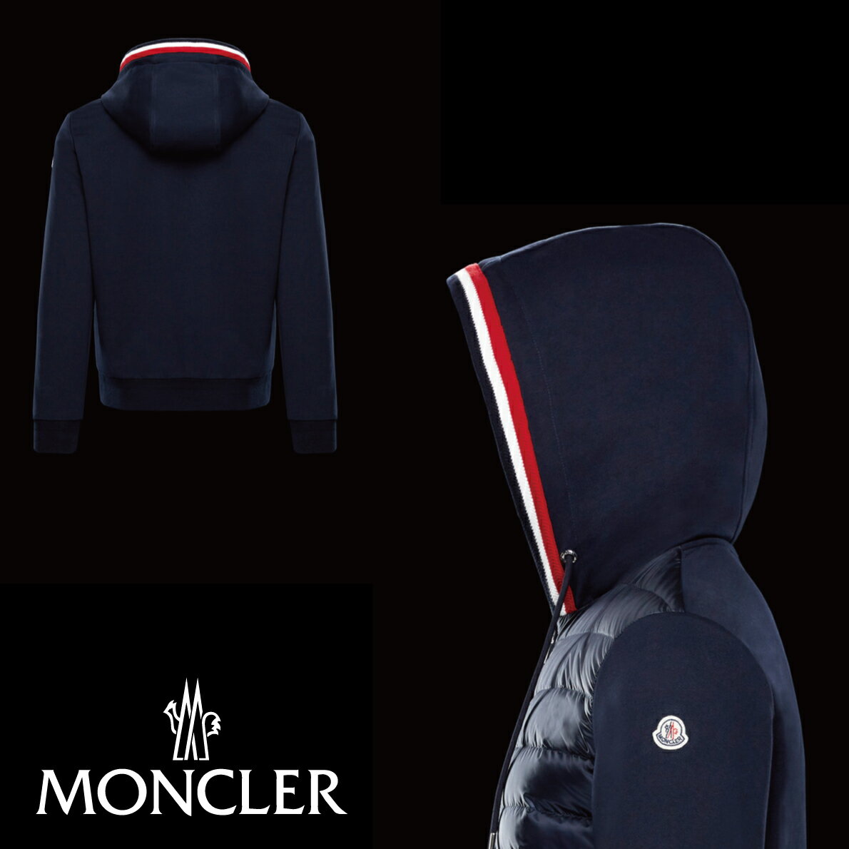 MONCLER モンクレール パッド入りスウェット パーカー メンズ ダークブルー 2019-2020年秋冬 2019AW