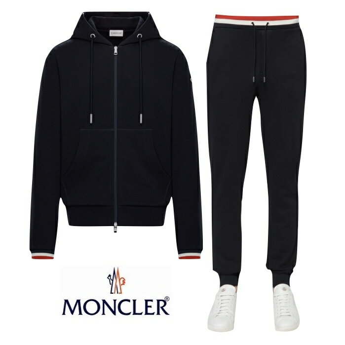 【セットアップ】MONCLER SWEAT-SHIRT/CASUAL PANTS Dark Blue Navy Mens 2021SS モンクレール スウェットパーカー/パンツ ダークブルー ネイビー メンズ 2021年春夏