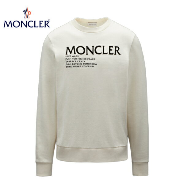 MONCLER Sweatshirt With Lettering Off White Mens 2021AW モンクレール クルーネックスウェット オフホワイト メンズ トレーナー 2021-2022年秋冬