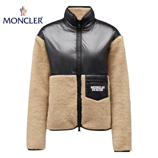 モンクレール MONCLER Faux shearling cardigan Oatmeal Beige and Black Mens 2021AW モンクレール シャーリングカーディガン オートミール ベージュ ブラック 2021年秋冬