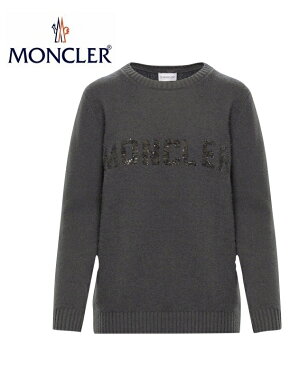 【海外限定・国内未入荷カラー】MONCLER モンクレール KNIT CREWNECK SEQUIN LOGO SWEATER ニット クルーネック スパンコール ロゴ セーター レディース Gris Gray グレー 2019-2020年秋冬新作