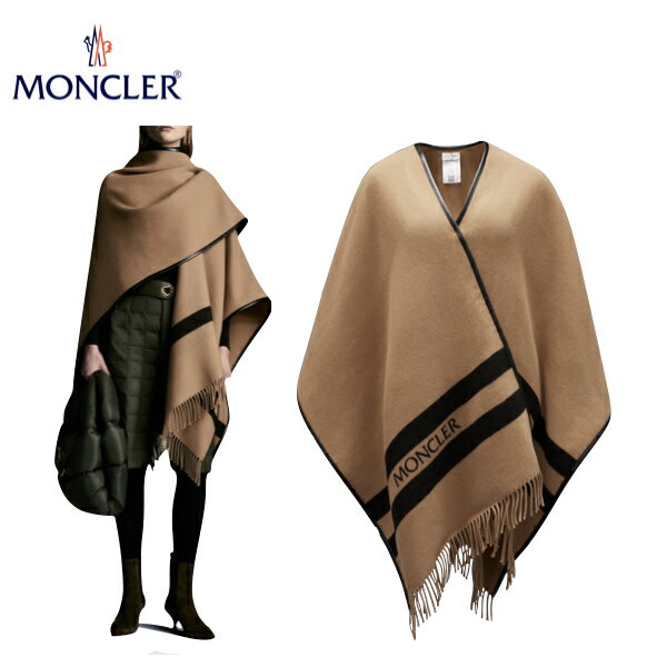 MONCLER Wool jacquard poncho Beige Ladys Outer 2021SS モンクレール ケープ ベージュ レディース アウター 2021年春夏