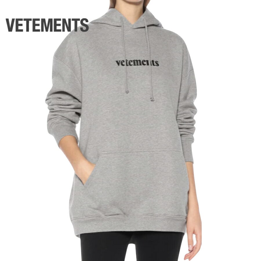 Vetements ヴェトモン ロゴ パーカー トップス レディース グレー 2020ss