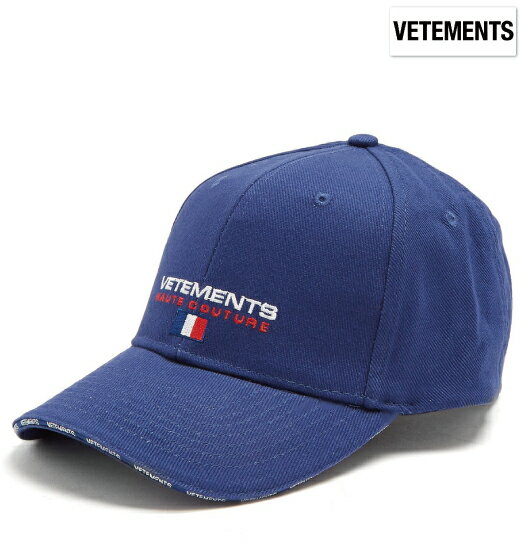 Vetements ヴェトモン 2018年春夏新作 Logo-embroidered canvas cap ブルー 帽子 キャップ