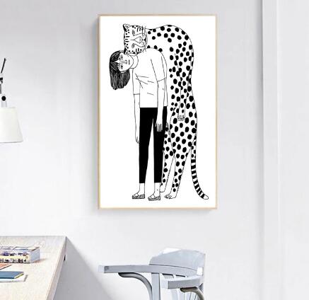 【小さいサイズ】ポスター キャンバスプリント キャンバスアート 動物 ユニーク アート 北欧 abstract おしゃれ ウォールアート インテリア 壁掛け雑貨 オイルペイント