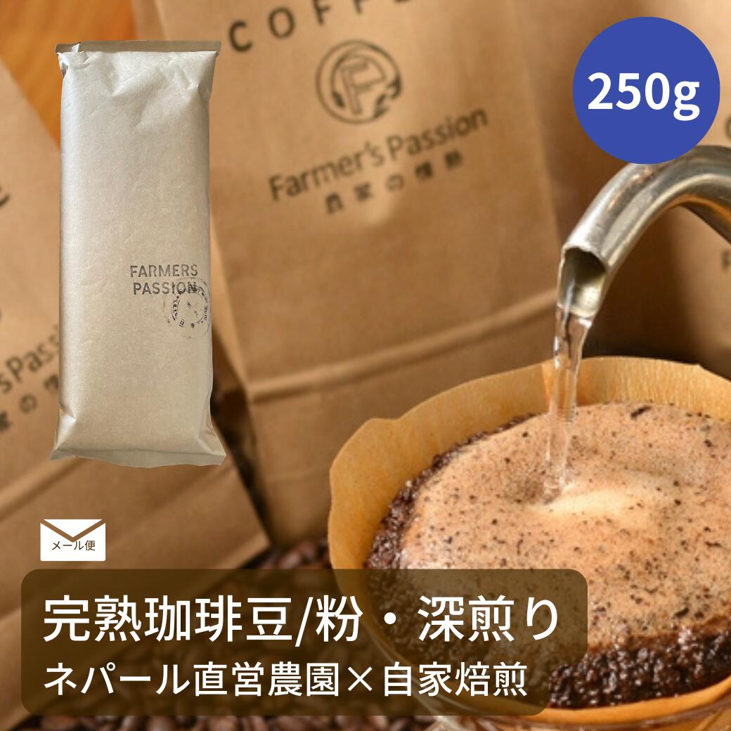 【大容量 エイジング×ダーク 250g】完熟豆珈琲 メール便 自家焙煎 深煎り豆コーヒー豆 粉 ネパール 直..